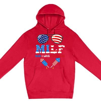 MILF Man I Love Fireworks Flag USA 4th Of July Sunglasses Premium Pullover Hoodie