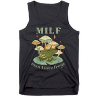 Milf Man I Love Frogs Vintage Retro Frog And Fungi Mushroom Tank Top