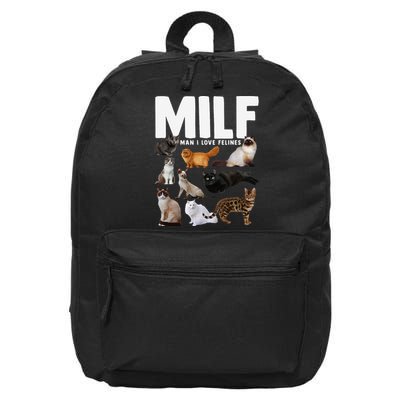 MILF Man I Love Felines Funny Cats 16 in Basic Backpack