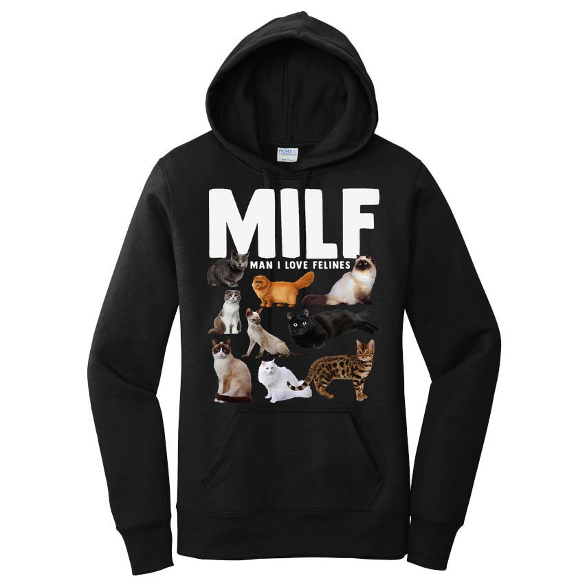 MILF Man I Love Felines Funny Cats Women's Pullover Hoodie