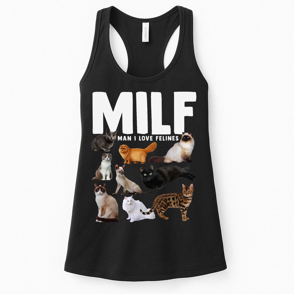 MILF Man I Love Felines Funny Cats Womens Tank Top