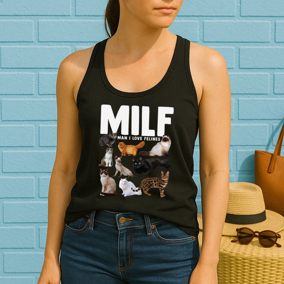 MILF Man I Love Felines Funny Cats Womens Tank Top