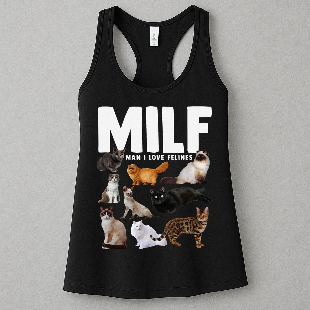 MILF Man I Love Felines Funny Cats Womens Tank Top