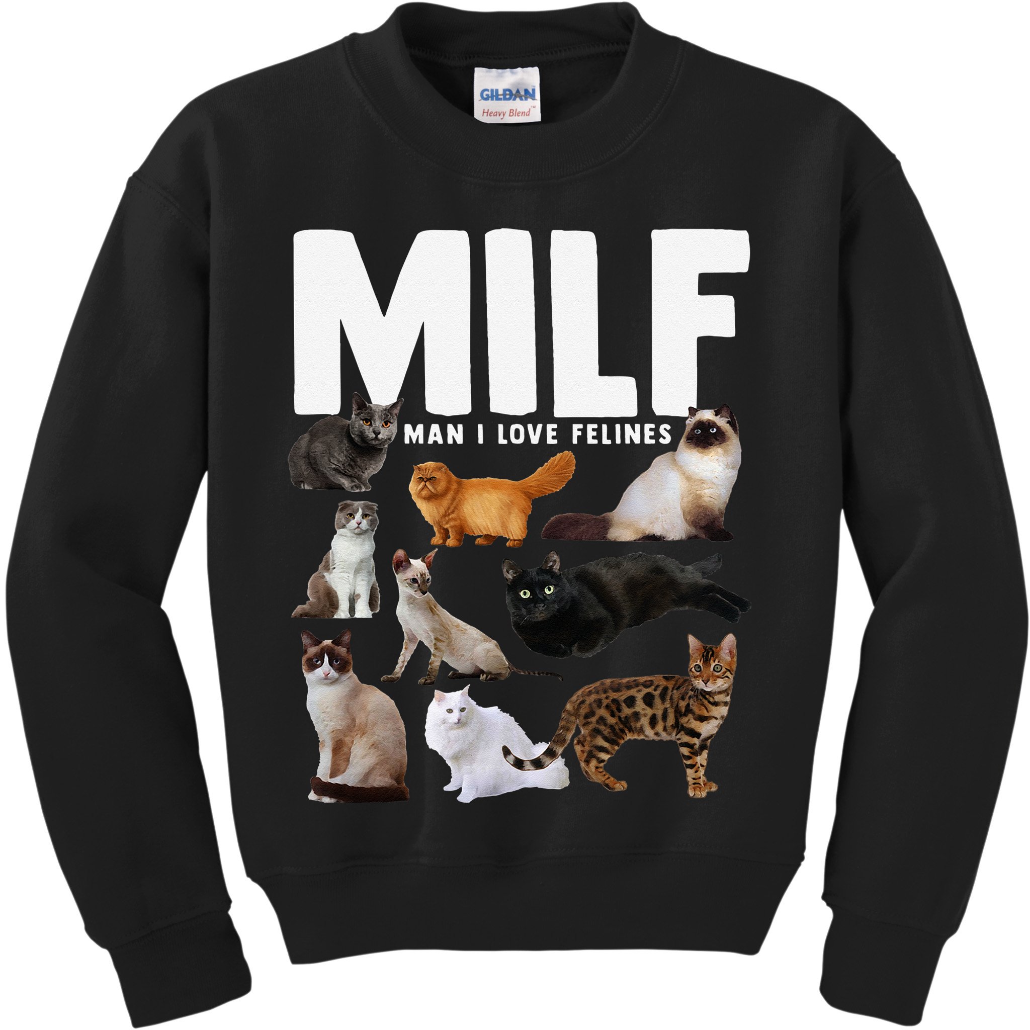 MILF Man I Love Felines Funny Cats Kids Sweatshirt