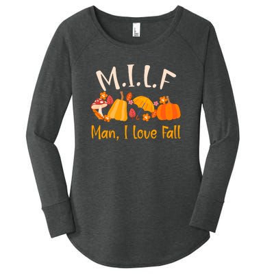 MILF Man I Love Fall Funny Pumpkin Autumn Lover Women's Perfect Tri Tunic Long Sleeve Shirt