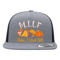 MILF Man I Love Fall Funny Pumpkin Autumn Lover Flat Bill Trucker Hat