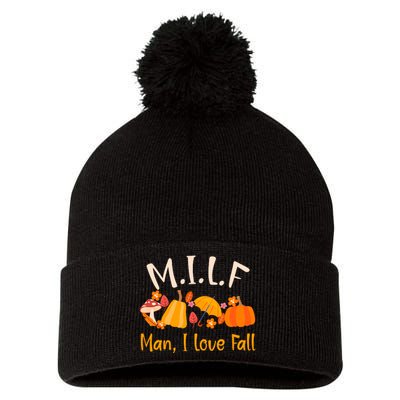 MILF Man I Love Fall Funny Pumpkin Autumn Lover Pom Pom 12in Knit Beanie