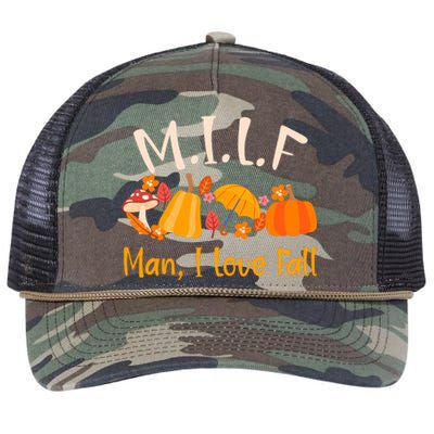 MILF Man I Love Fall Funny Pumpkin Autumn Lover Retro Rope Trucker Hat Cap