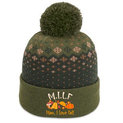 MILF Man I Love Fall Funny Pumpkin Autumn Lover The Baniff Cuffed Pom Beanie