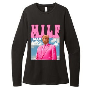 Milf Man I Love Felons Funny Trump Pink 2024 For President Womens CVC Long Sleeve Shirt