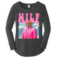 Milf Man I Love Felons Funny Trump Pink 2024 For President Women's Perfect Tri Tunic Long Sleeve Shirt