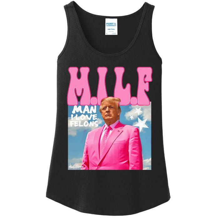 Milf Man I Love Felons Funny Trump Pink 2024 For President Ladies Essential Tank