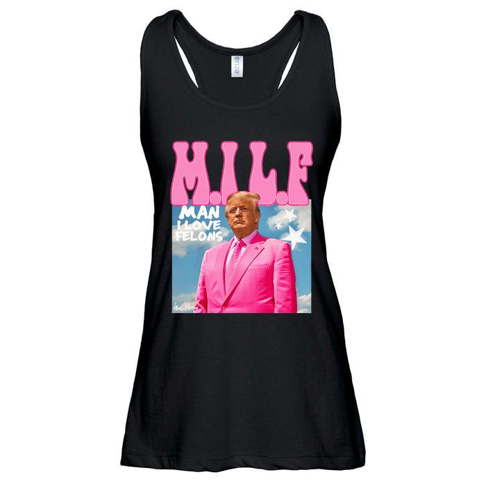 Milf Man I Love Felons Funny Trump Pink 2024 For President Ladies Essential Flowy Tank