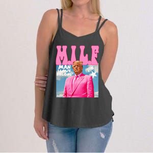 Milf Man I Love Felons Funny Trump Pink 2024 For President Women's Strappy Tank