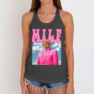 Milf Man I Love Felons Funny Trump Pink 2024 For President Women's Knotted Racerback Tank