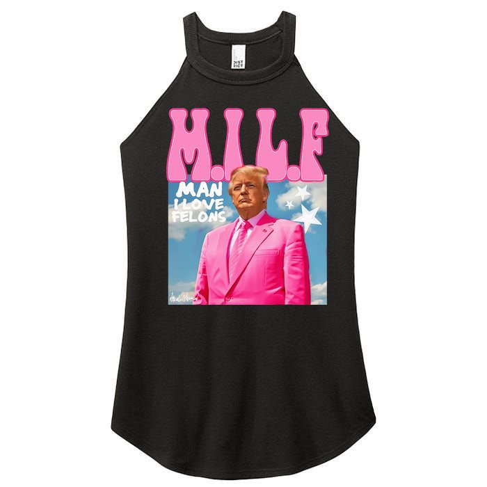 Milf Man I Love Felons Funny Trump Pink 2024 For President Women's Perfect Tri Rocker Tank