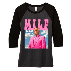 Milf Man I Love Felons Funny Trump Pink 2024 For President Women's Tri-Blend 3/4-Sleeve Raglan Shirt