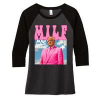 Milf Man I Love Felons Funny Trump Pink 2024 For President Women's Tri-Blend 3/4-Sleeve Raglan Shirt