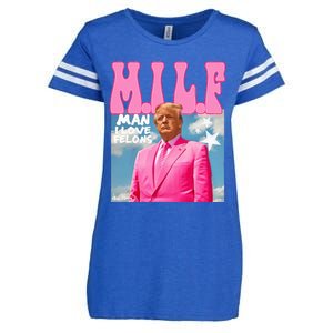 Milf Man I Love Felons Funny Trump Pink 2024 For President Enza Ladies Jersey Football T-Shirt