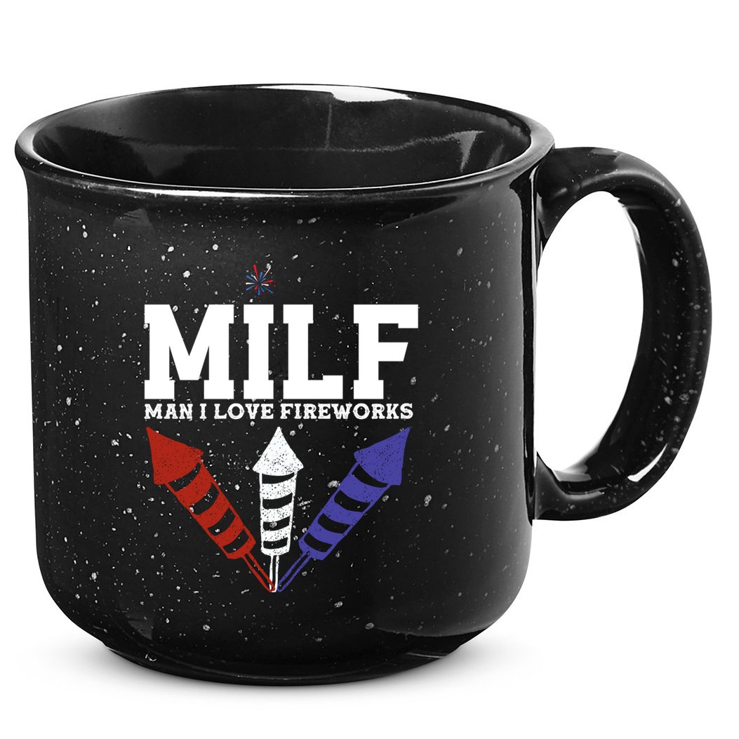 MILF Man I Love Fireworks Funny American 4th Of July 15oz Campfire Ceramic Mug