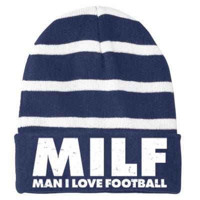 MILF Man I Love Football Striped Beanie with Solid Band