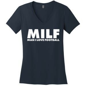 MILF Man I Love Football Women's V-Neck T-Shirt