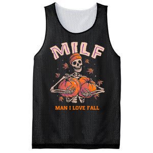 MILF Man I Love Fall Funny Skeleton Pumpkin Autumn Lover Mesh Reversible Basketball Jersey Tank