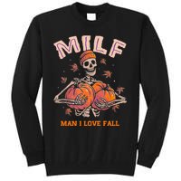 MILF Man I Love Fall Funny Skeleton Pumpkin Autumn Lover Tall Sweatshirt