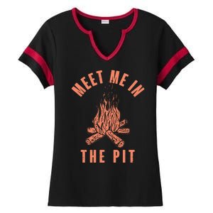 Meet Me In The Pit Campfire Ladies Halftime Notch Neck Tee