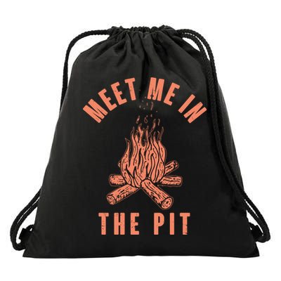 Meet Me In The Pit Campfire Drawstring Bag