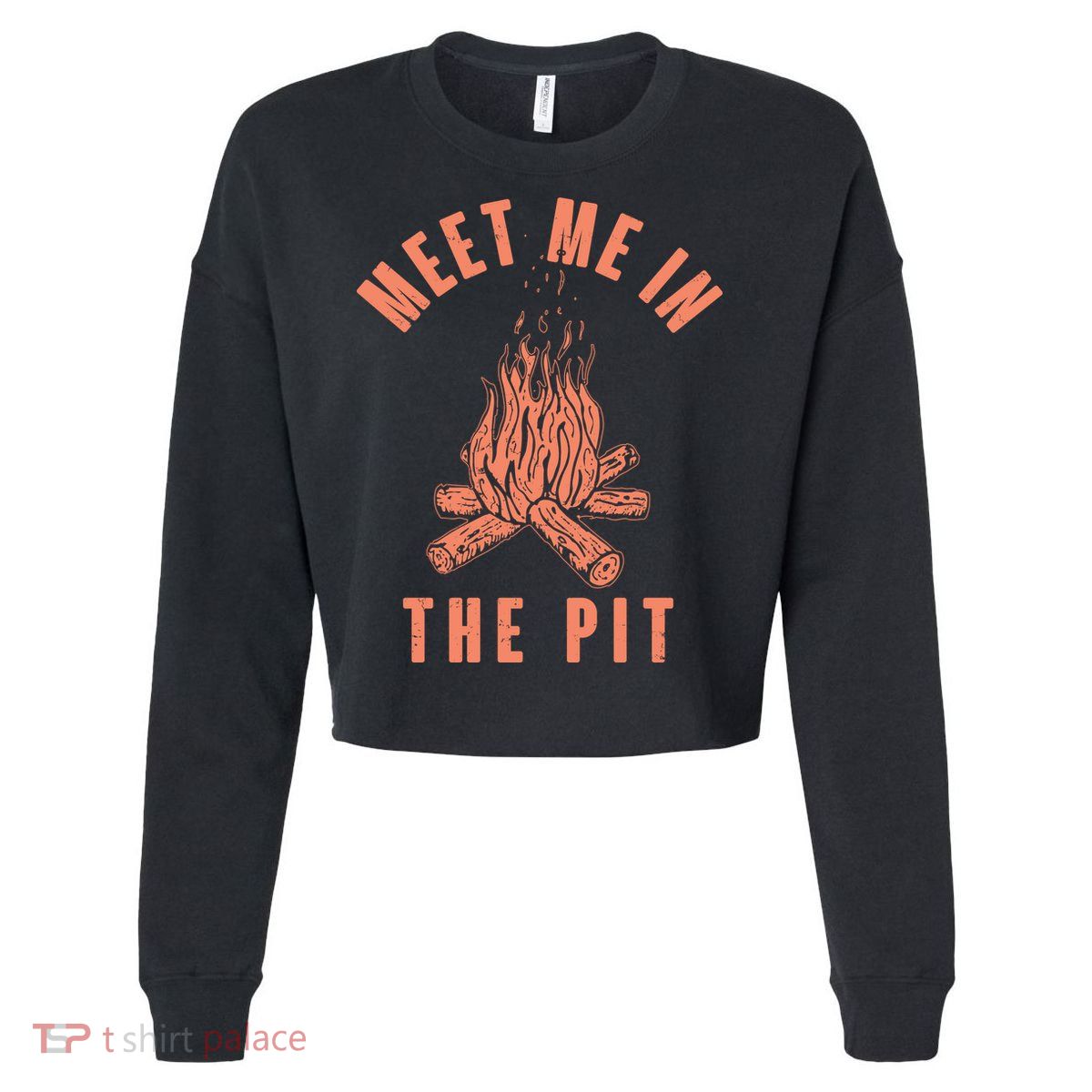 Meet Me In The Pit Campfire Cropped Pullover Crew