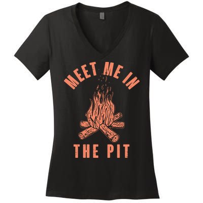 Meet Me In The Pit Campfire Women's V-Neck T-Shirt