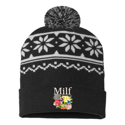 Milf Man I Love Fish Funny Fishing Fisherman Humor Nature USA-Made Snowflake Beanie