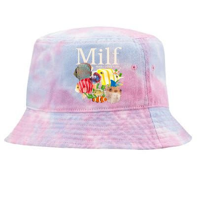 Milf Man I Love Fish Funny Fishing Fisherman Humor Nature Tie-Dyed Bucket Hat