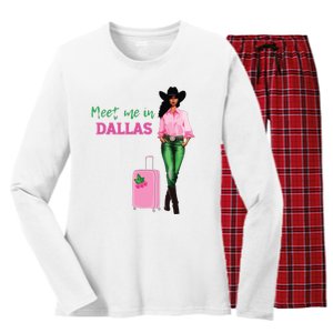 Meet Me In Dallas Women's Long Sleeve Flannel Pajama Set 