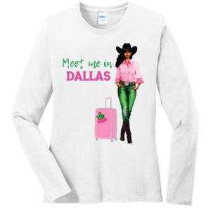 Meet Me In Dallas Ladies Long Sleeve Shirt