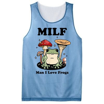 MILF Man I Love Frogs Vintage Retro Frog And Fungi Mushroom Mesh Reversible Basketball Jersey Tank