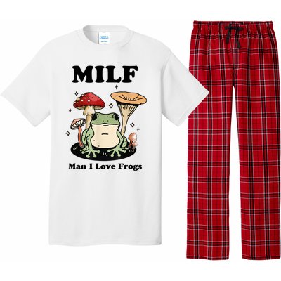 MILF Man I Love Frogs Vintage Retro Frog And Fungi Mushroom Pajama Set