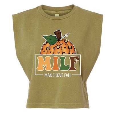 MILF Man I Love Fall Pumpkin Funny Garment-Dyed Women's Muscle Tee