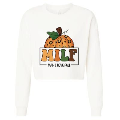 MILF Man I Love Fall Pumpkin Funny Cropped Pullover Crew