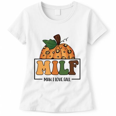 MILF Man I Love Fall Pumpkin Funny Womens T-Shirt