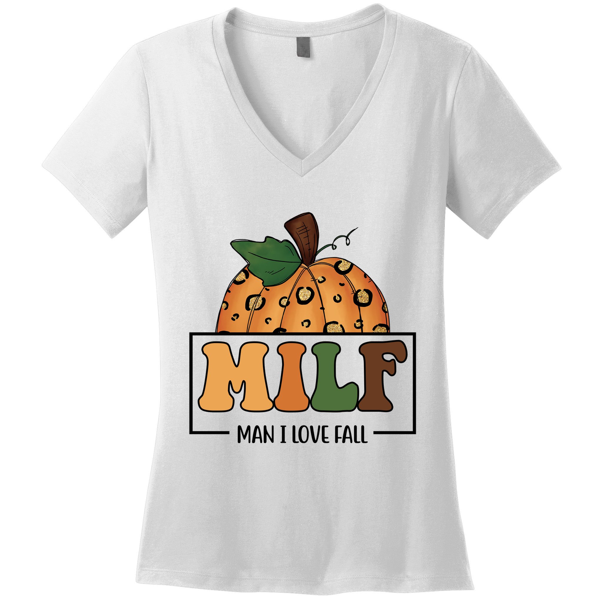 MILF Man I Love Fall Pumpkin Funny Women's V-Neck T-Shirt