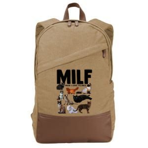 Milf Man I Love Felines Funny Cats Cotton Canvas Backpack