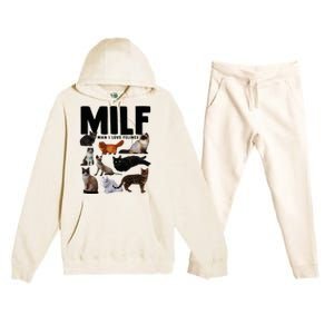 Milf Man I Love Felines Funny Cats Premium Hooded Sweatsuit Set