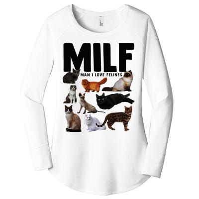 Milf Man I Love Felines Funny Cats Women's Perfect Tri Tunic Long Sleeve Shirt