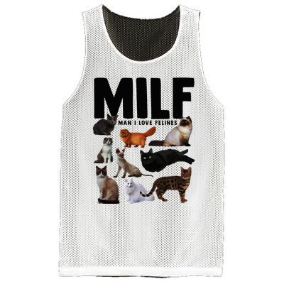 Milf Man I Love Felines Funny Cats Mesh Reversible Basketball Jersey Tank