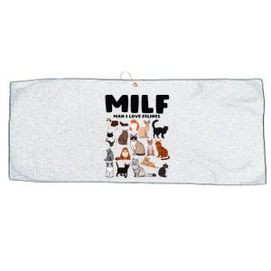 Milf Man I Love Felines Funny Cats Large Microfiber Waffle Golf Towel