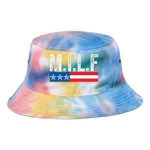 MILF Man I Love Freedom Funny Patriotic 4th Of July Funny Tie Dye Newport Bucket Hat