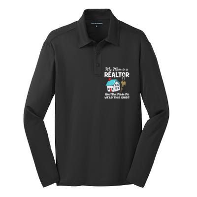 My Mom Is A Realtor Real Estate Agent Silk Touch Performance Long Sleeve Polo