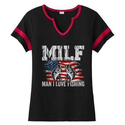 MILF Man I Love Fishing Ladies Halftime Notch Neck Tee